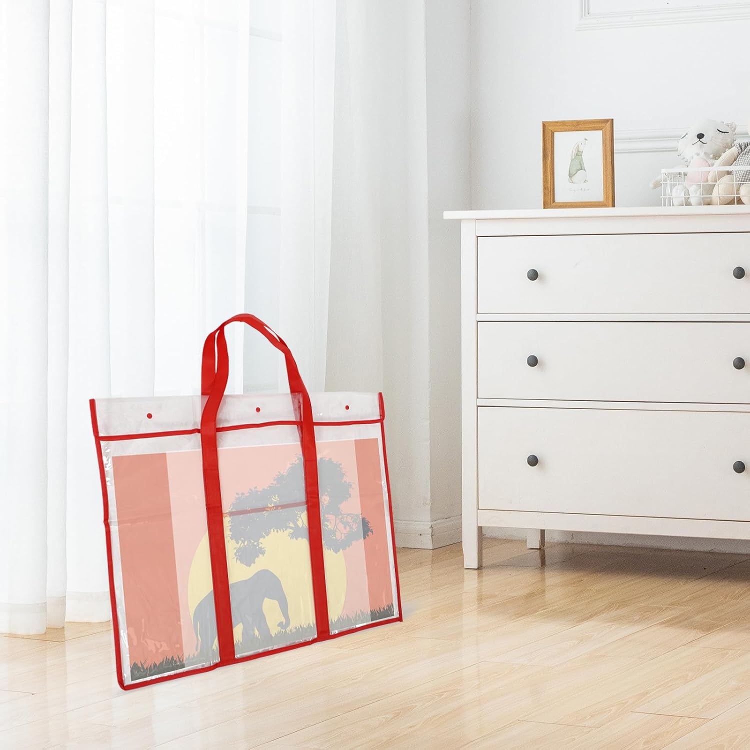 Large Poster Storage Bag with Handle, Red Artwork Organizer Tote for Artists, Drawing Board and Canvas Carrier, Portable Art Portfolio Bag for Painting Paper and Sketch Transport