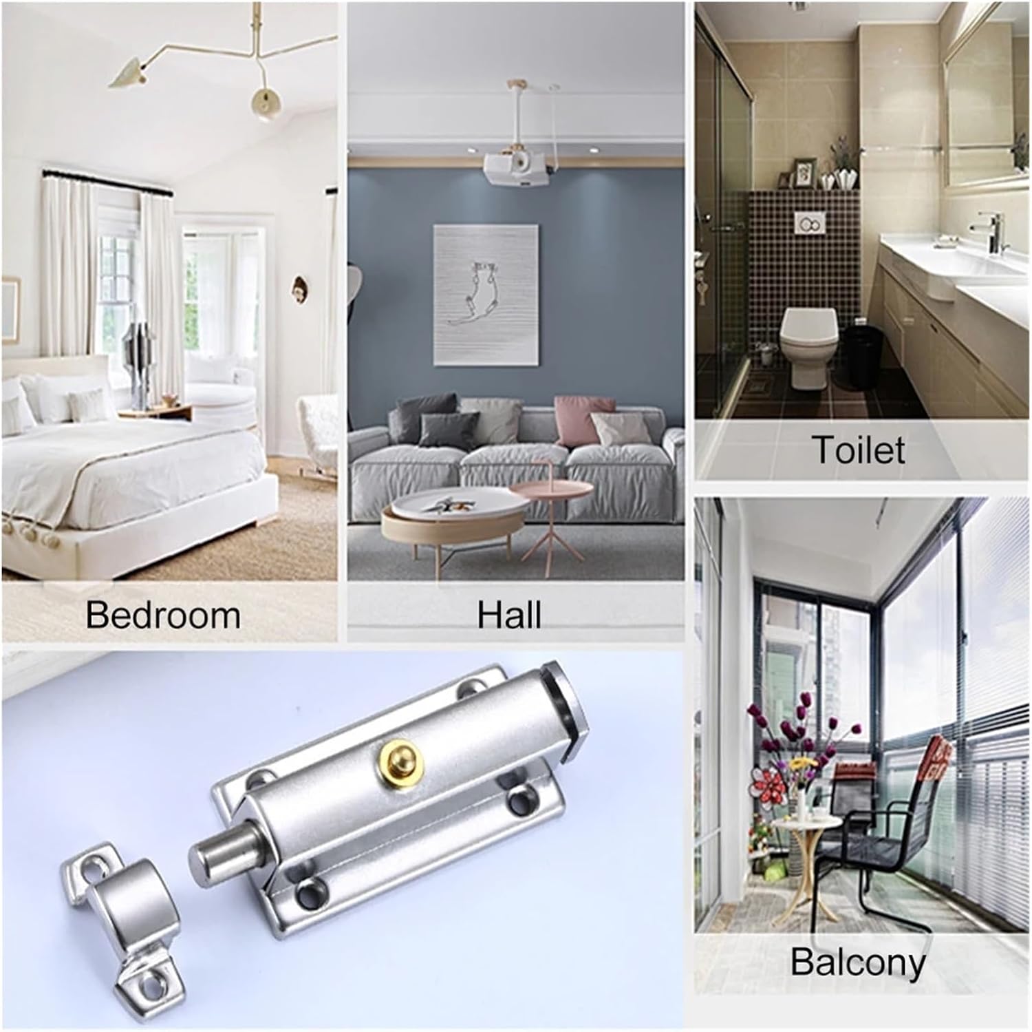 Barrel Bolt Latch Barrel Bolt Latch 4Pcs Stainless Steel Automatic Spring Door with Screws