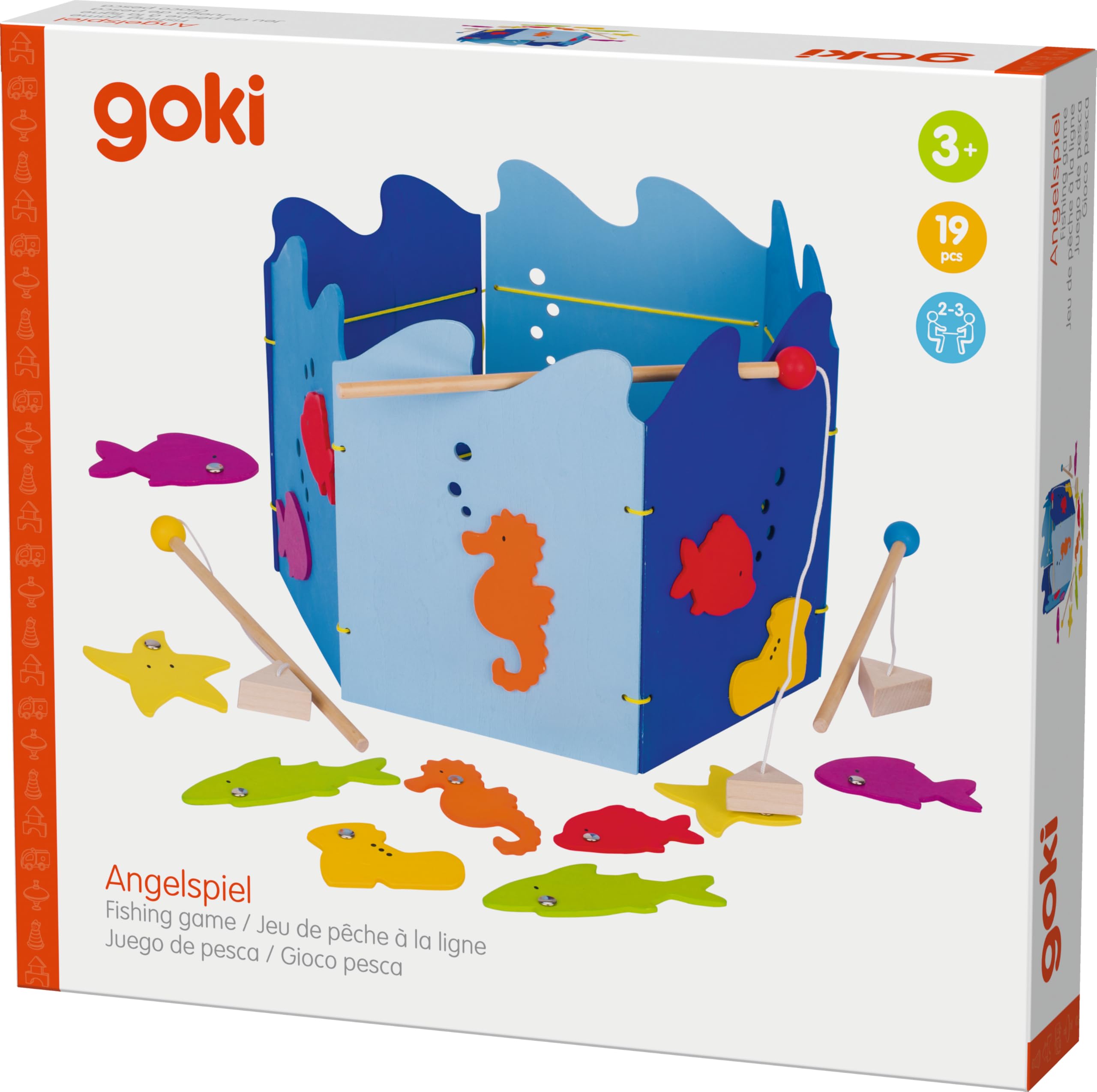 Goki - Juego de pesca con imán, 19 piezas, de madera (Gollnest & Kiesel WG600)