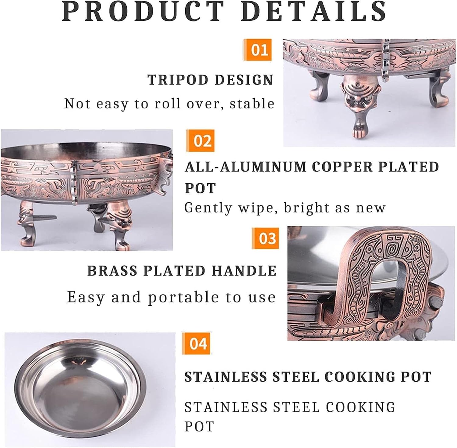 Red Bronze Chafing Dishes & Food WarmersSet for Kitchen Party Buffet Round Chafer Catering Server with Food Pan and Fuel Holders,4 Pack