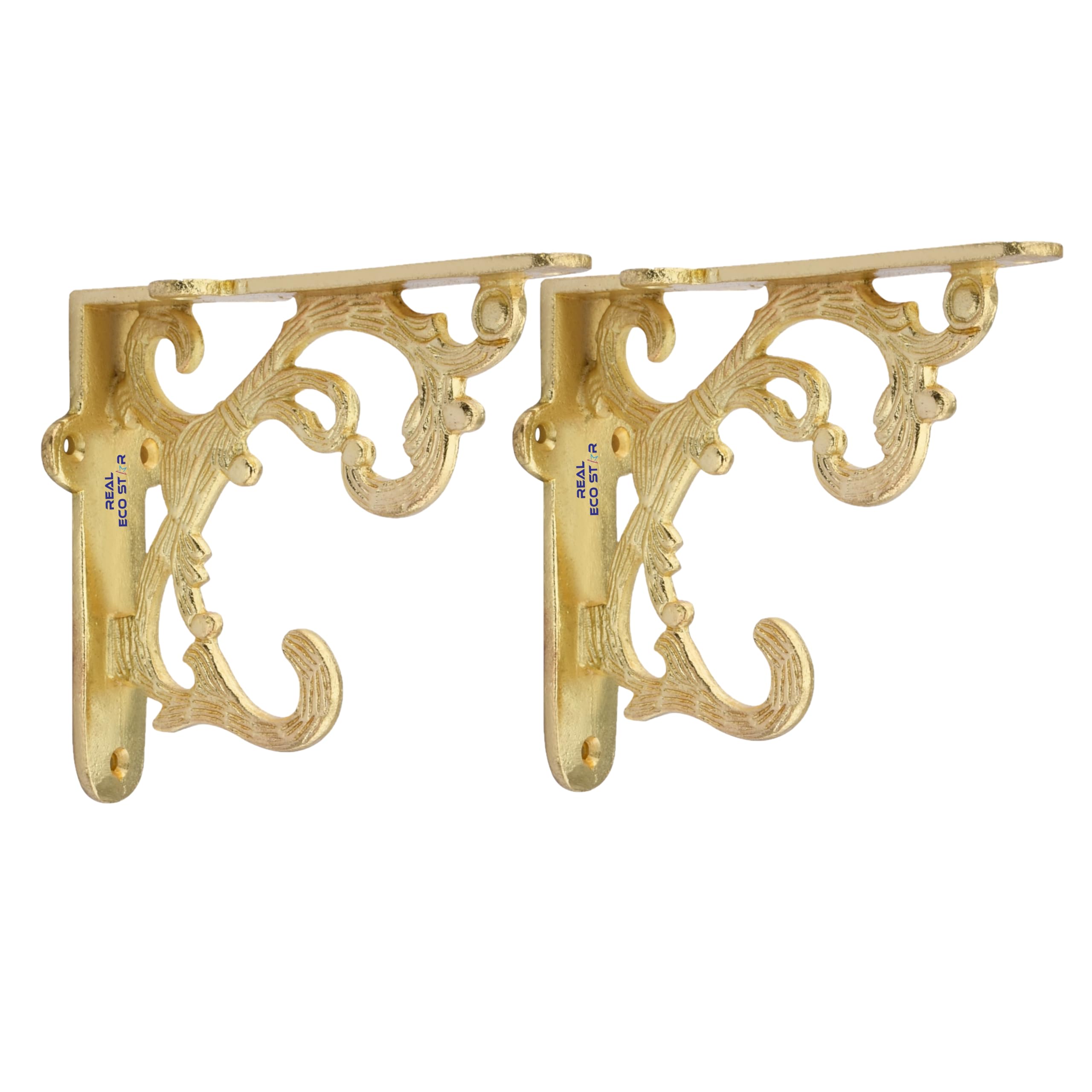 Metal Wall Hook Hanging Plant Bracket | Decorative Straight Plant Hanger for Pots Bird Feeders, Planters, Lanterns, Cotton, Wind Chimes Indoor and Outdoor Hanger (Pack of 2, Small Gold 30)-image-10