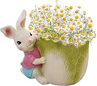 Vista 1 de Mini macetas para suculentas Macetas de conejo Maceta de resina de Pascua de dibujos animados Maceta de conejo para interiores y exteriores