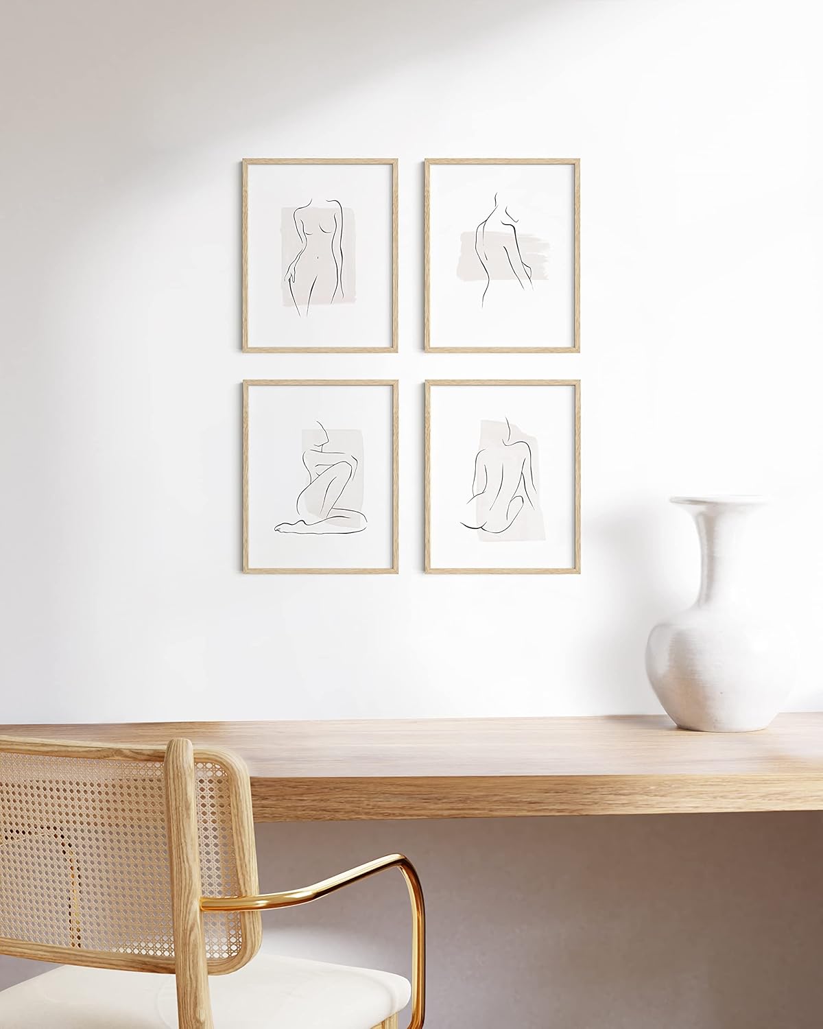 HAUS AND HUES Beige Oak Wood 11x14 Picture Frame, Set of 4, Natural Finish