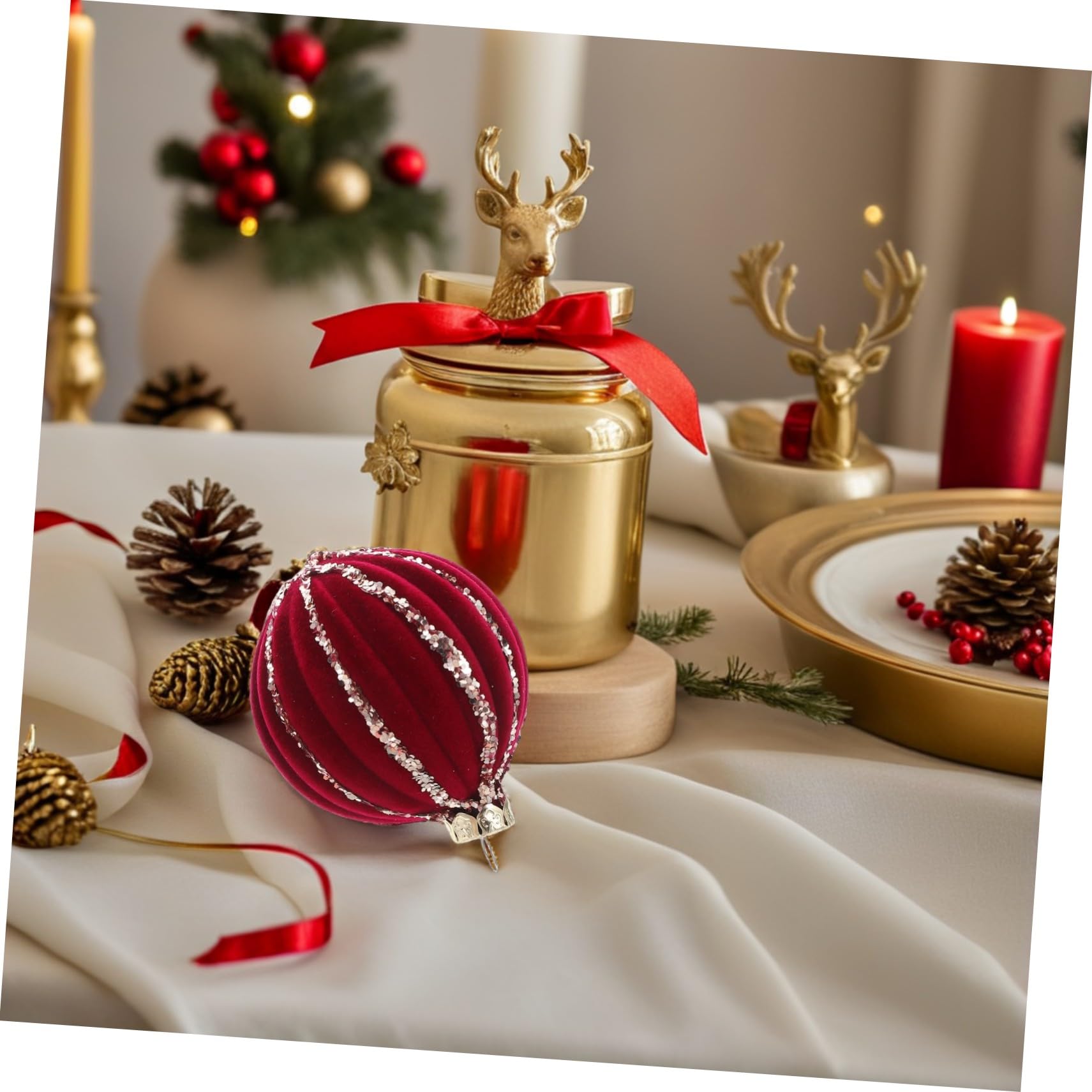 16 Adornos Rojos para El Hogar Fiestas Decoración Navideña Bolas Festivas Colgantes Árboles Irrompibles De Flocados Decoración De Oficina Bolas De Árbol