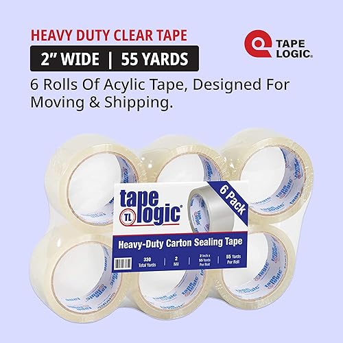 Miniatura 9 de Tape Logic Cinta de embalaje resistente de 2 pulgadas x 55 yardas, 2.0 mil - 12 rollos  Cinta de embalaje acrílica transparente para cajas de envío,