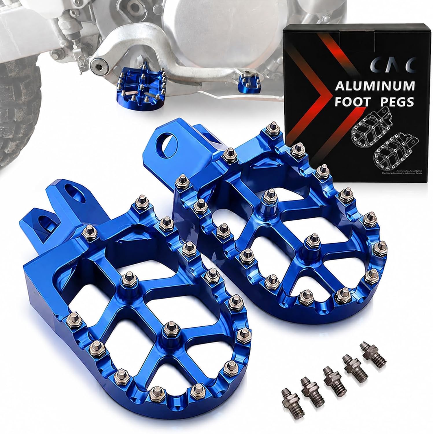 JFG RACING Dirt Bike Foot Pegs,CNC Motorcycle Footpegs Rests for DRZ400S 00-19 21-24/DRZ400SM 05-19 21-24/DRZ400E 00-07/DRZ400 00-04/RM125 RM250 RM250Z RMX250-Blue