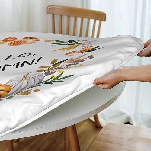 Vista 40 de Delerain Mantel redondo ajustable de bolas de Navidad, mantel redondo impermeable con borde elástico, lavable, para interiores y exteriores, se