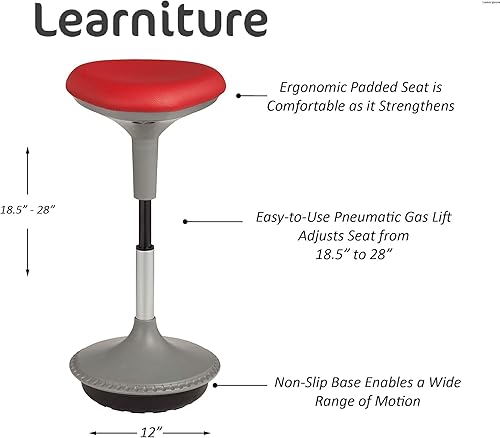 Miniatura 3 de Taburete de altura ajustable Learniture, aprendizaje activo, gris., Rojo, 1 Negro -,Gris,Rojo -