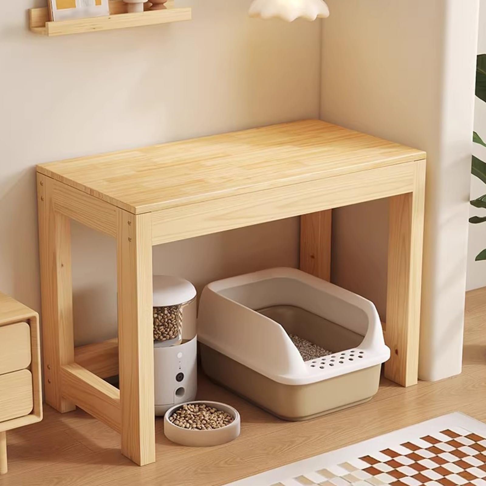 Jednopoziomowa podstawa do akwarium, wielofunkcyjna półka na rośliny domowe wysokość: 55 cm / 21,7 cala idealna do użytku domowego i biurowego, drewniany stojak (30 x 30 cm/11,8 x 11,8 cala)