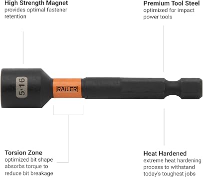 5pc Magnetic Nut Driver Set 2-9/16 Inch Impact Nutsetter Bits Holder Set