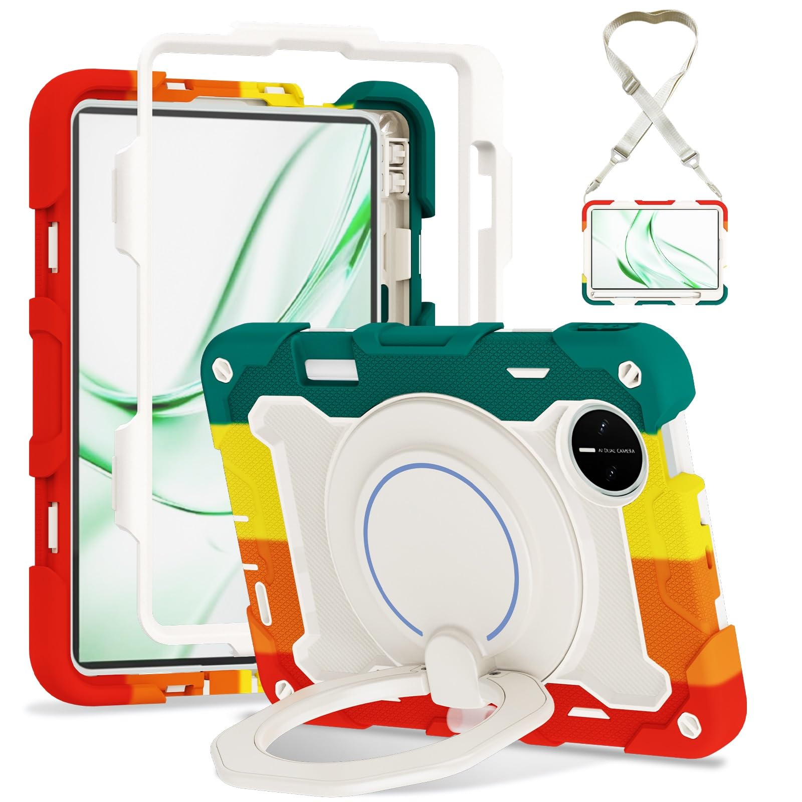 Etui dziecięce do tabletu Huawei MatePad Mini 8, cala, wytrzymałe, odporne na wstrząsy etui z TPU podpórką Wytrzymałe ochronne paskiem ramię(Rosso)