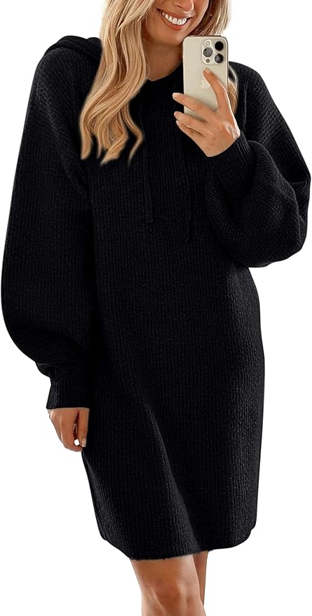 PRETTYGARDEN Womens Fall Sweater Dress Casual Long Sleeve Chunky Knit Pullover Oversized Hoodie Tunic Sweaters Winter Clothes