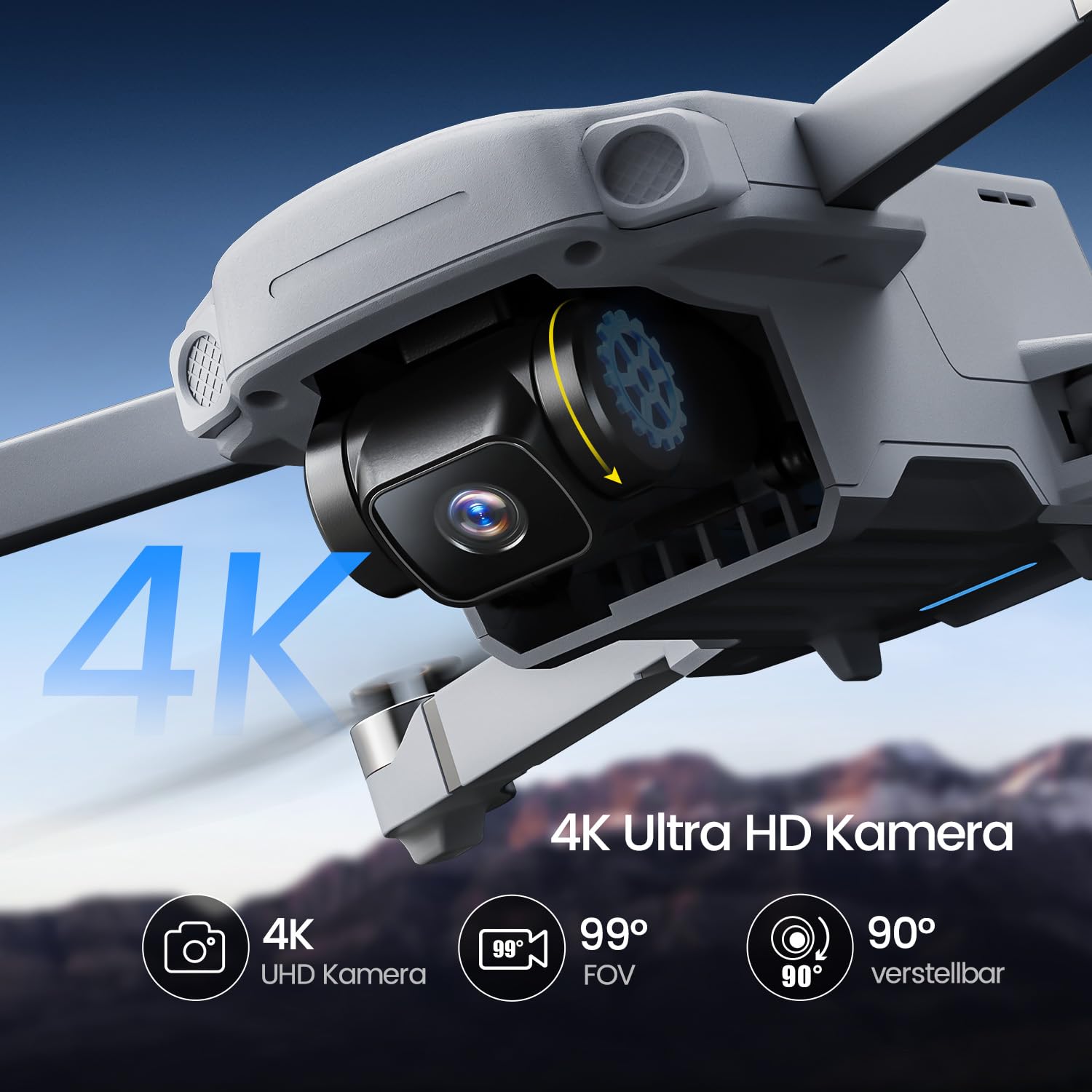 Holy Stone HS360D GPS Drohne mit 4K Kamera für Erwachsene, 5GHz FPV Übertragung bis 6KM, 80 Min. Flugzeit, Follow Me, Auto Rückkehr, RC faltbar Drohnen Profi Kameradrohne für Anfänger, unter 249g, C0