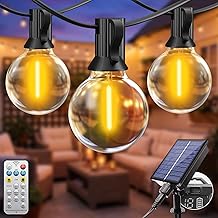 Btfarm Outdoor Solar String Lights with Remote Control, 10 m LED Solar String Lights, IP44 Waterproof, 8 Modes Solar String Lights for Garden, Terrace, Courtyard, Christmas, Warm White