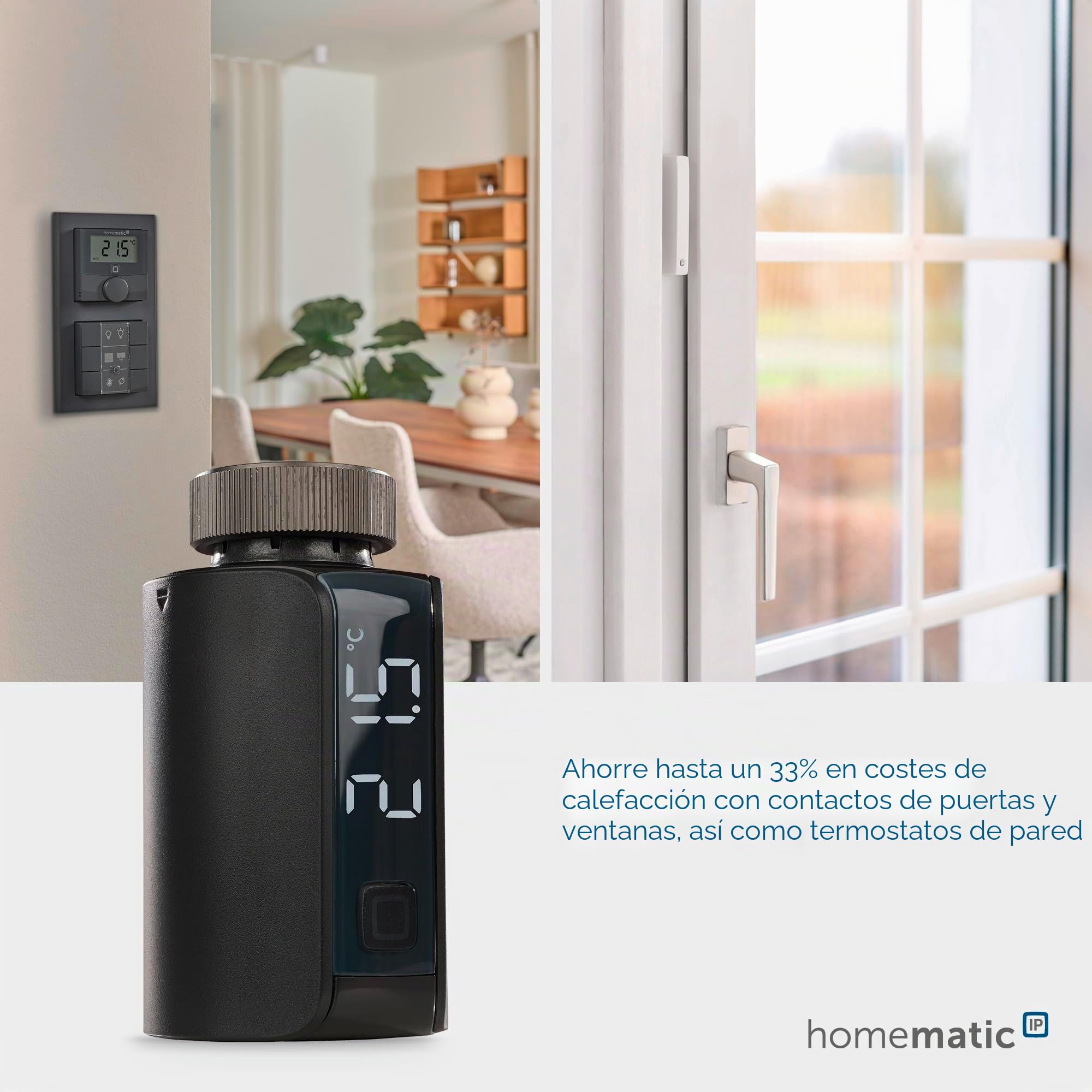Homematic IP Smart Home 156650A0 - Termostato Digital para radiador, Color Antracita, Control por aplicación, Alexa, Google Assistant, fácil instalación, Ahorro de energía