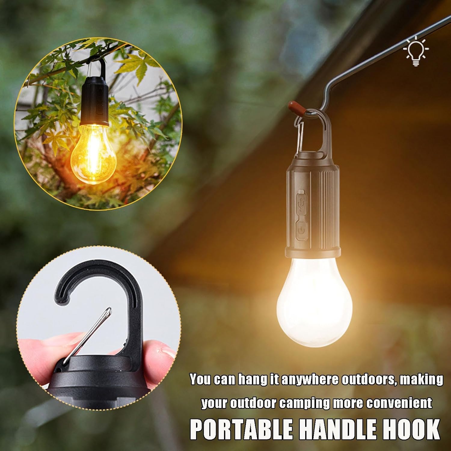 Solar Rechargeable Hooked Camping Light ,Solar Camp Tent Lights, Waterproof LED Camping Lantern, Waterproof, Portable, with Clip Hook, for Camping, Emergencies (4pc-Flat)
