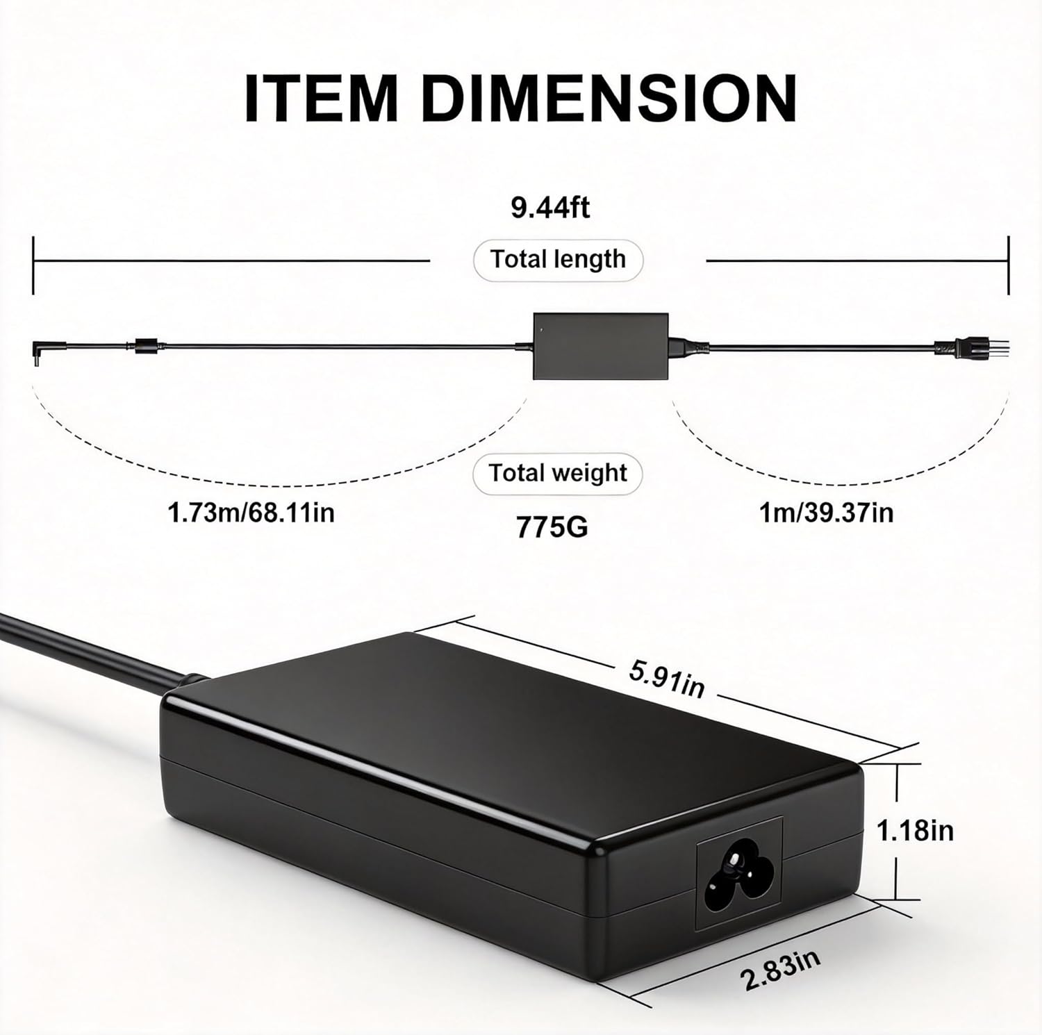 180W Laptop Charger Fit for MSI Katana GF66 GF76 Pulse GL66 GL76 Creator M16 Stealth 15M Crosshair Sword 15 17 A17-180P4B 20V 9A Power Adapter Supply Cord 4.5x3.0mm Tip