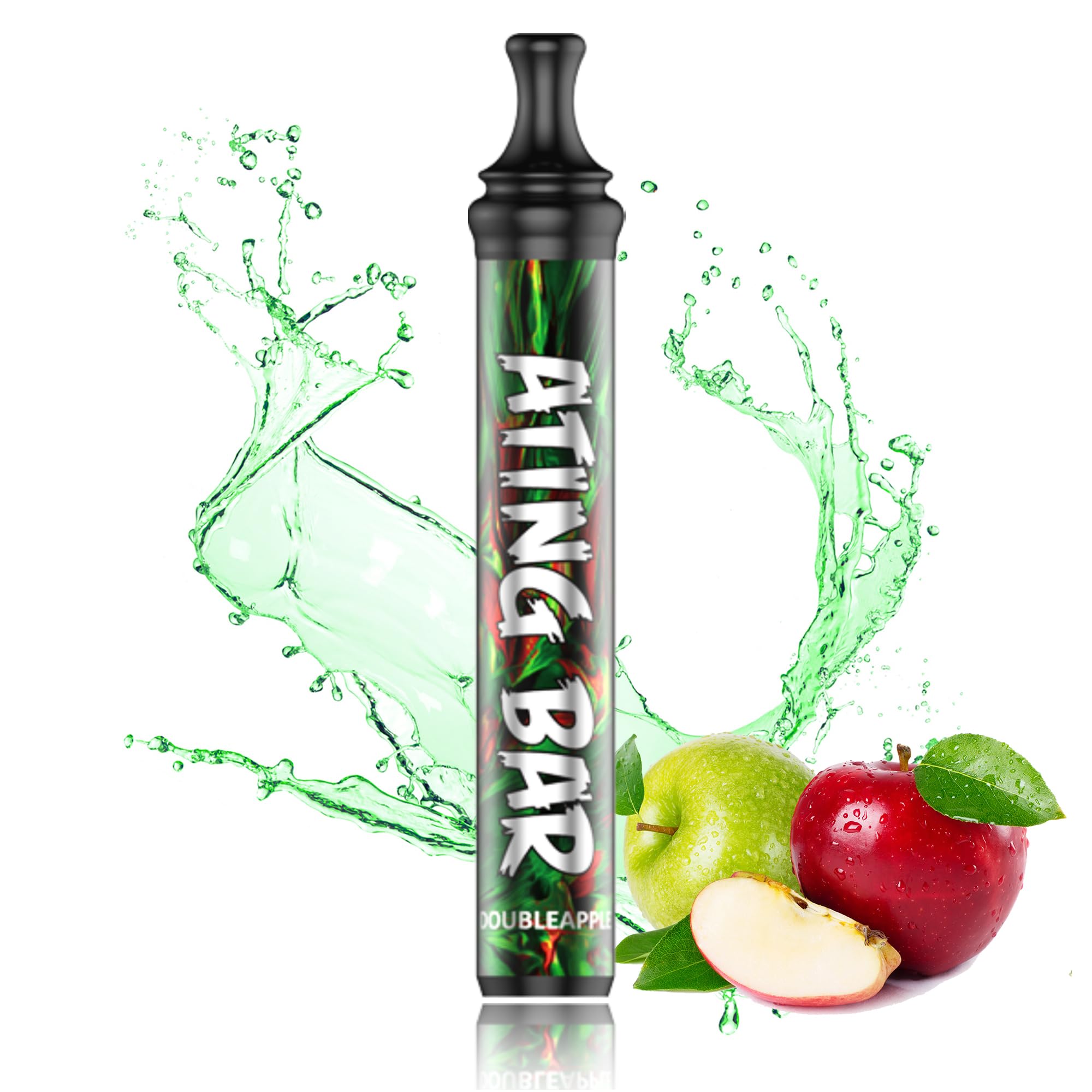 【ATING BAR Official】Portable Shisha (1000 Puffs) Nicotine & Tar Zero, Safe with Food Ingredients [Disposable Electronic Cigarette] Water Pipe Smoking Cessation Support 【Explosion Smoke/New Sensation Double Apple 1本