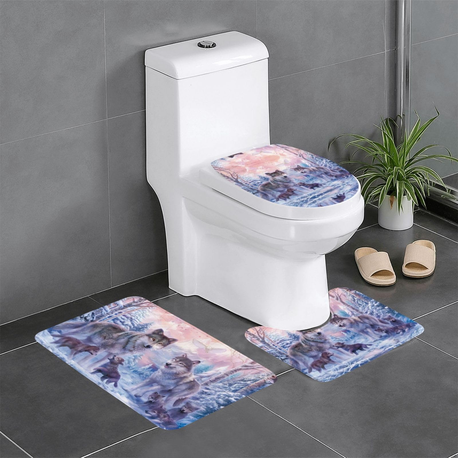 Tapis de salle de bain loup ultra absorbant et antidérapant pour sols secs