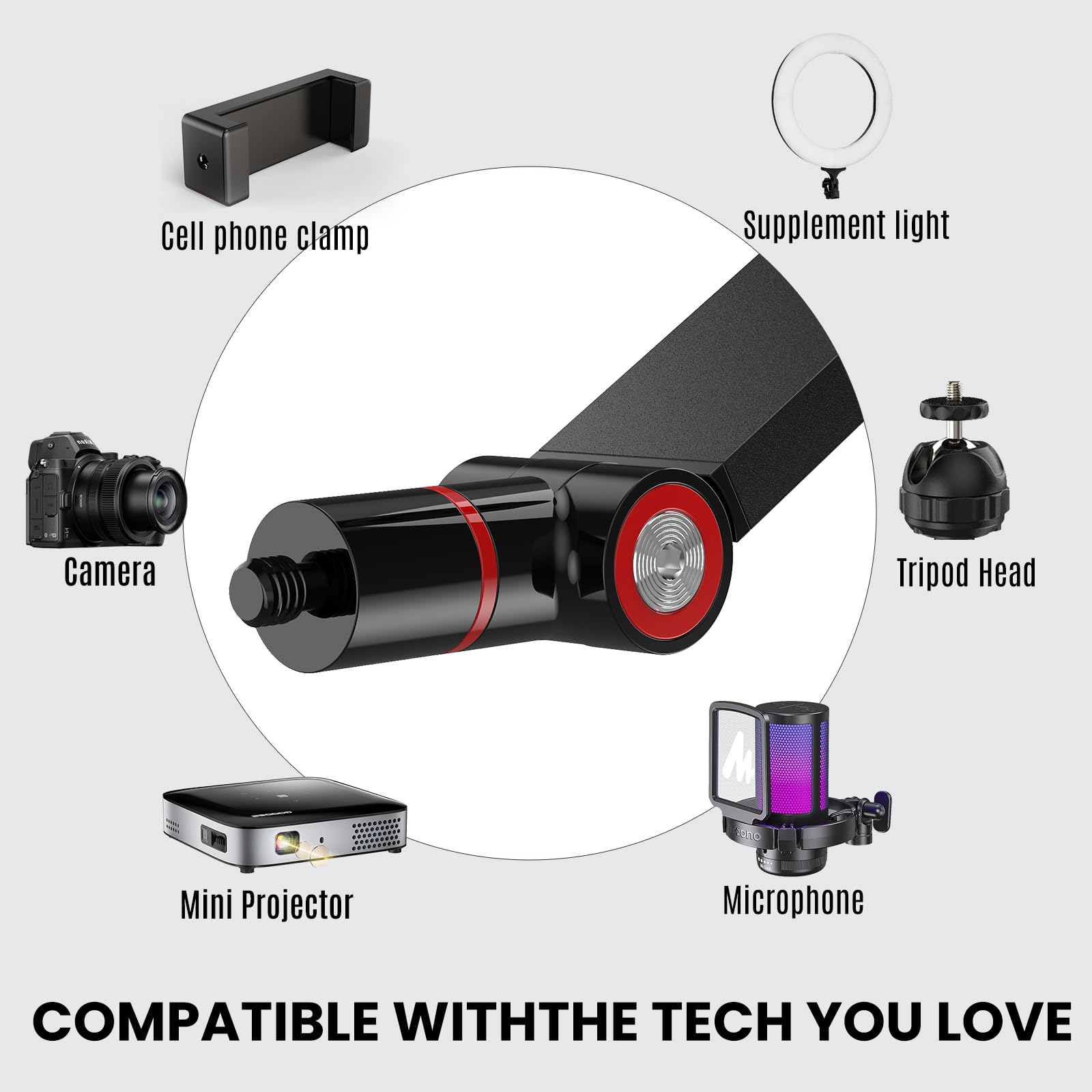 DAWASAPAT Soporte plegable para proyector de escritorio con rosca de 1/4 pulgadas, altura ajustable y rotación de 360 grados, compatible con la mayoría de proyectores de menos de 2.2 libras para el