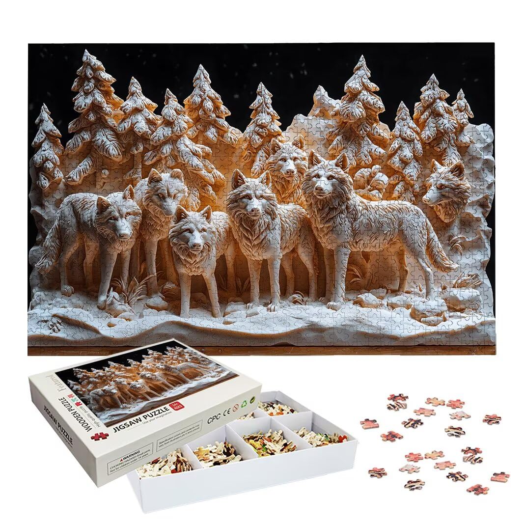 Puzzle 1000 Pezzi, Puzzle Lupo in Legno per Adulti, Misura: 70x50cm -2586