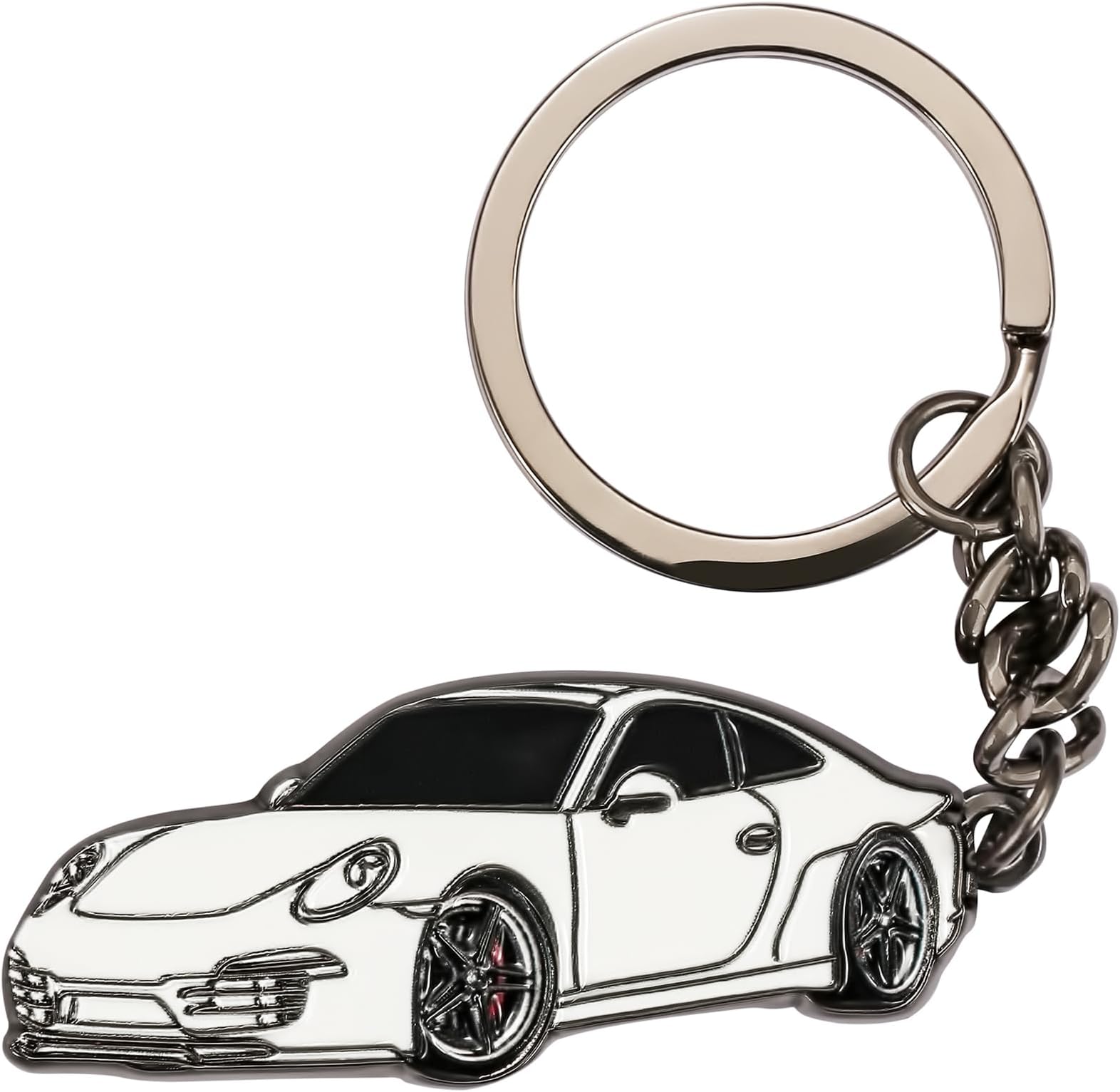 fit Porsche 911 Car Keychain Keyring for Car Key Fob Holder fit Porsche 911 Raptor Mainstream Adventure Badlands Wildtrak Car Key Fob Lanyard,Identical Car Shape Car Key Chain,Gifts for Men,White