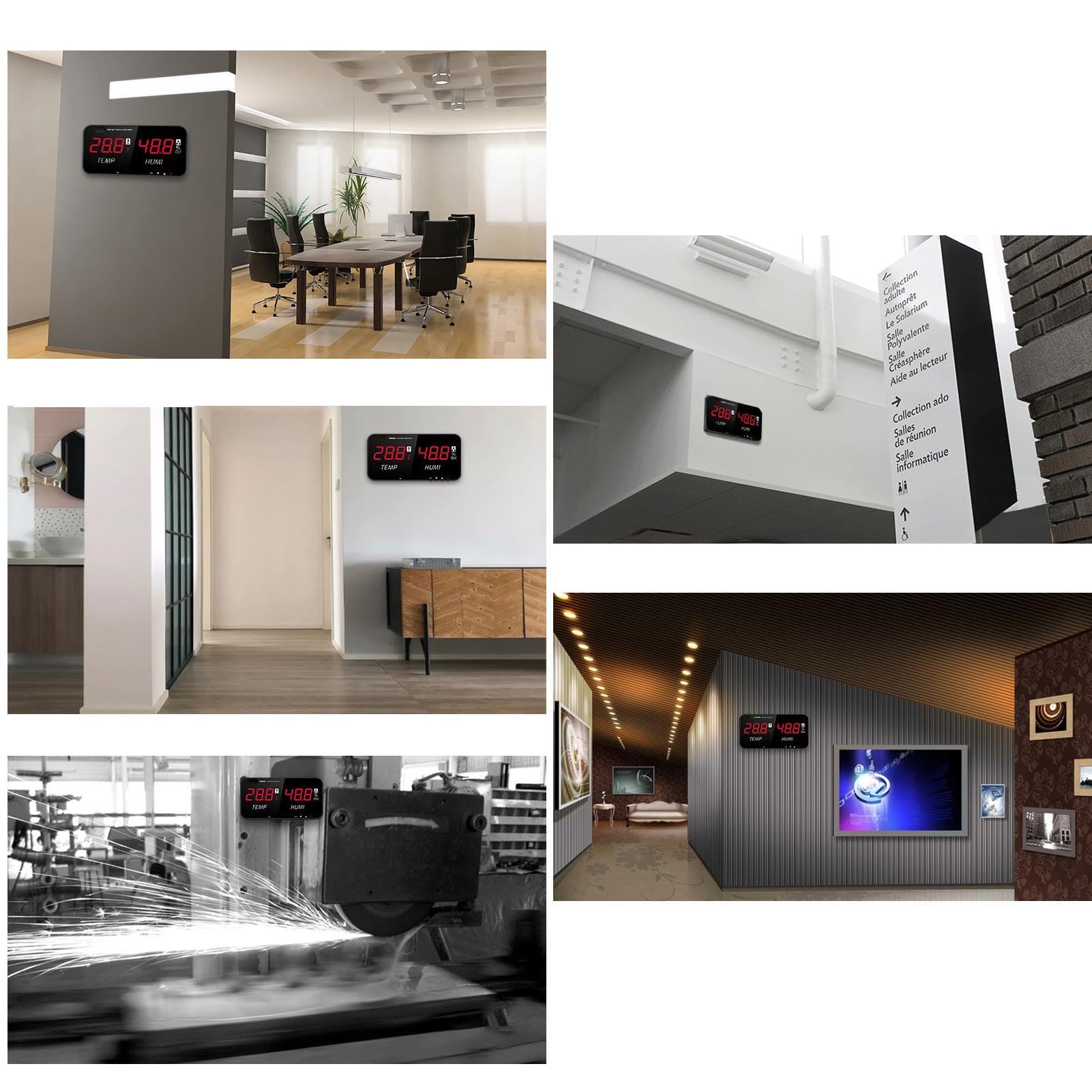 Misuratore di Temperatura e umidità con Sonda Esterna 5 M, Termometro Igrometro Digitale con Display a LED, Sensore Ad Alta Precisione -20°C a 80°C per Uso in Serra,