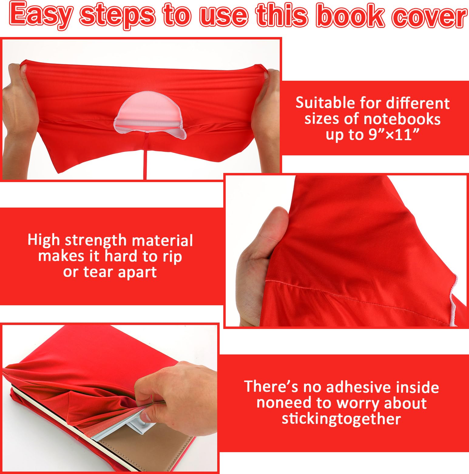 24 copertine per libri in tessuto elasticizzate, riutilizzabili, con etichetta adesiva, lavabili, per la maggior parte dei libri di testo con copertina rigida fino a 25,4 x 31,8 cm, colori vivaci