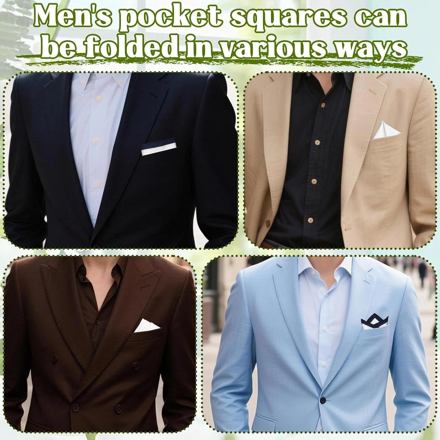 White Pocket Squares for Men, Handkerchief for Suit Wedding Banquet | Pocket Square and Holder, Smooth Soft Fabric, Classic Minimalist Look, Easy to Fold and Store, for Office Business Tuxedo