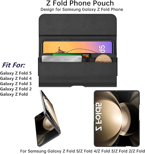 Miniatura 2 de Funda de cuero para teléfono con cinturón para Samsung Galaxy Z Fold 6, Z Fold 5, funda Z Fold 4, bolsa de transporte para teléfono Galaxy Z Fold