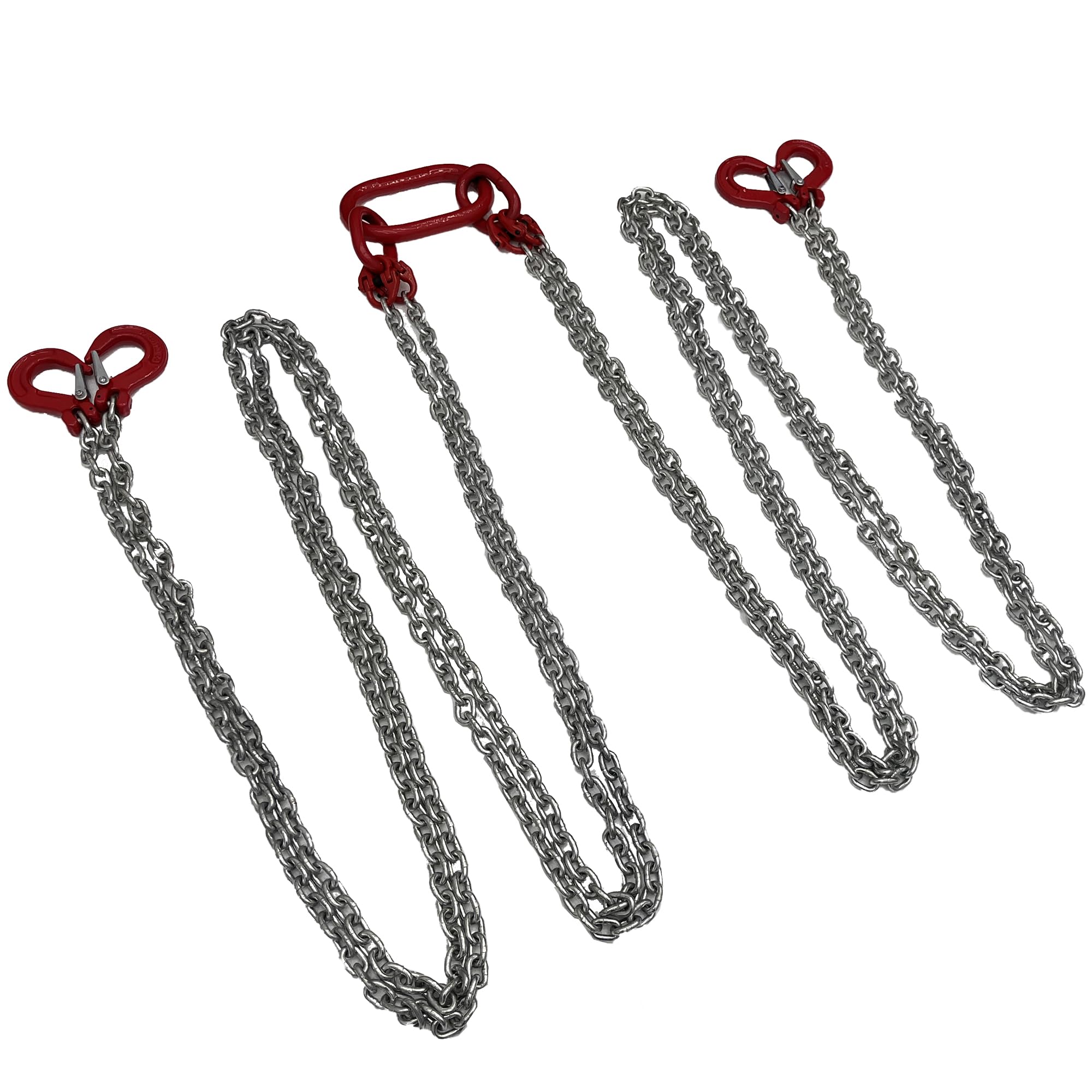 HQHAOTWU Chain Sling Lifting Chains with Hooks 9.8FT G80 Manganese Steel Galvanized Engine Chain Hoist Lifts 4Ton Capacity Lift Chain Sling with 4 Leg Grab Hooks for Cargo Towing and Handling