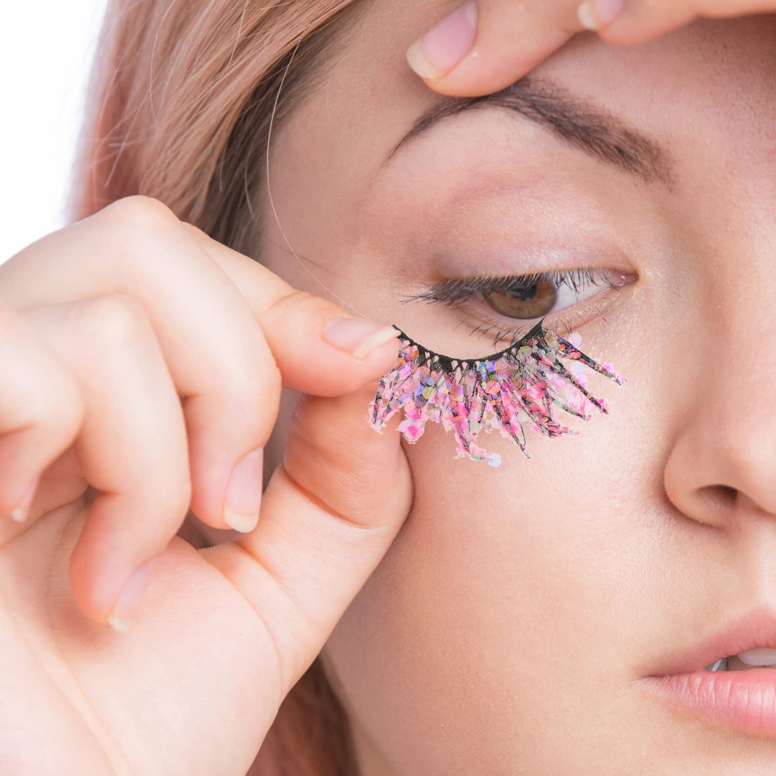 Ciglia Finte 3d 25mm Colorate Fosforescenti Glitter, 5 Paia