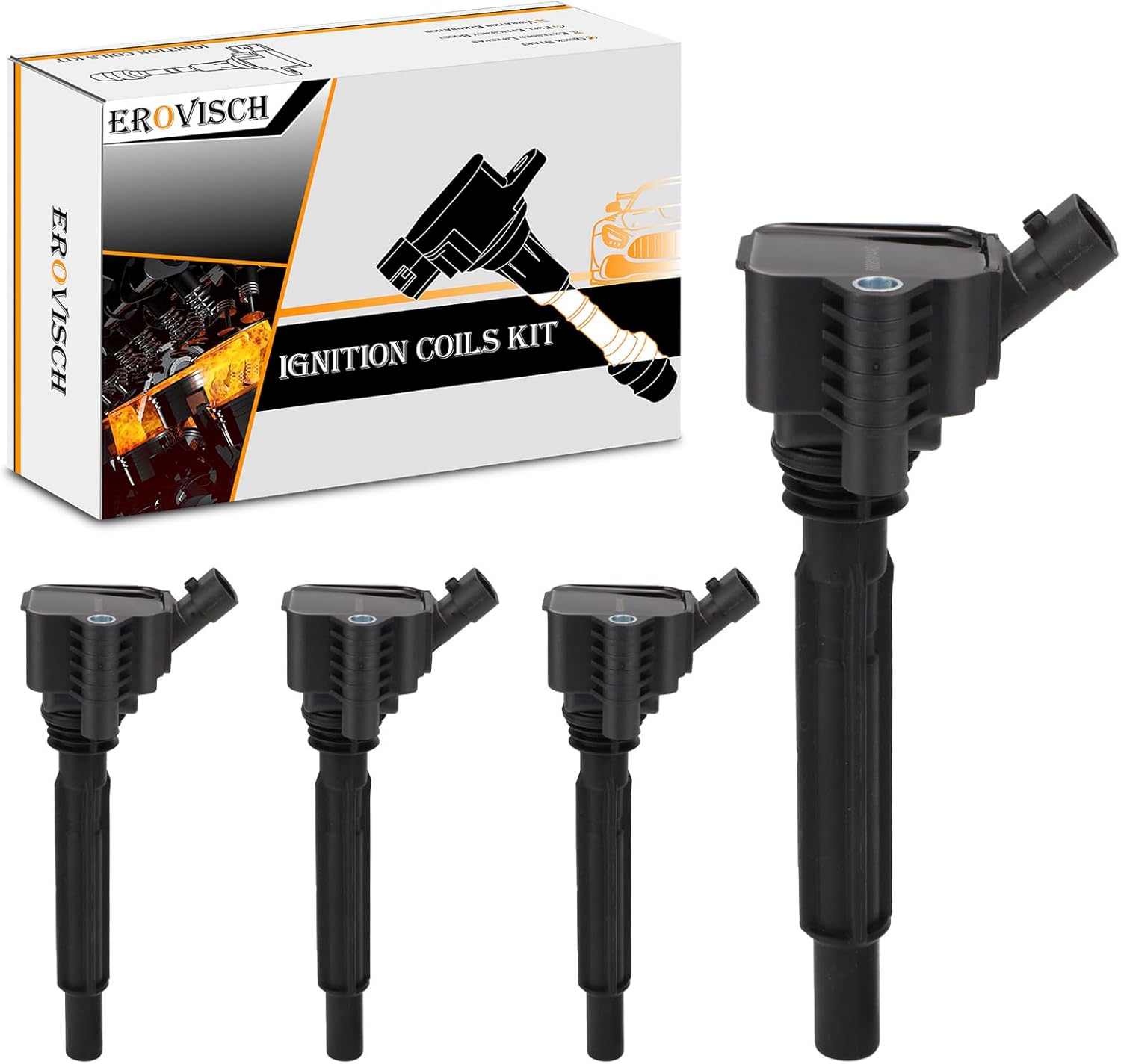 UF673 Ignition Coil Packs (Set of 4) - Compatible with Dodge 2013-2016 Dart, Fiat 2012-2017 Fiat 500-1.4L L4 Engine - Replaces OEM 68081914AC 68081914AA