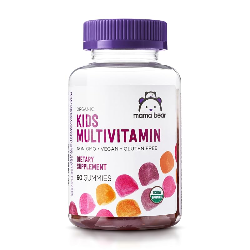 Mama Bear Multivitamínico infantil orgânico em gomas com vitaminas A, C, D, E, B6 e B12, 60 gomas