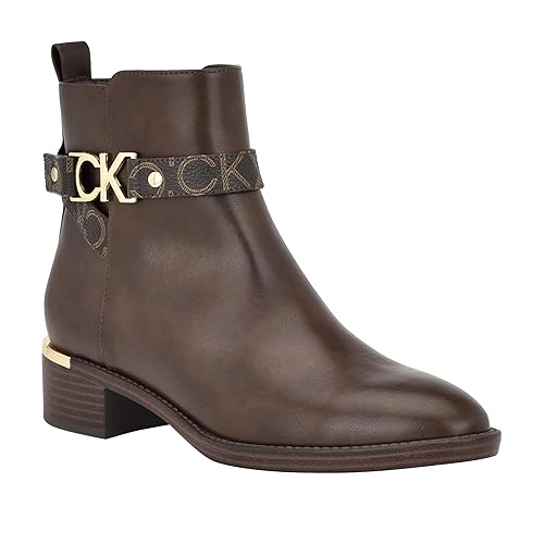 Calvin Klein Women's Dhara Ankle Boot - 10 - Dark Brown Logo 200