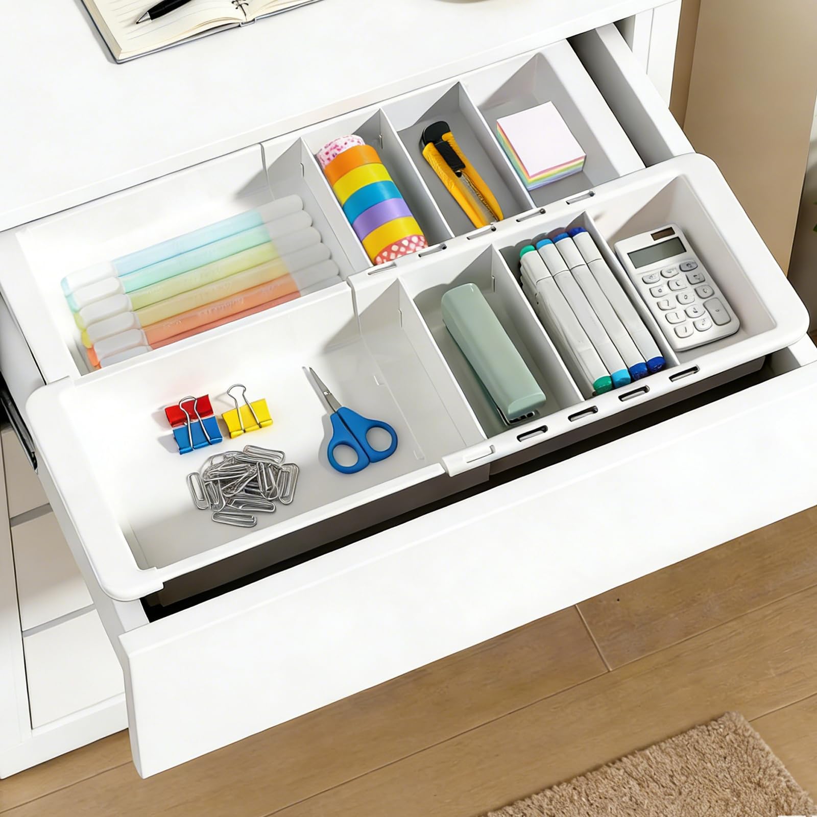 Bac de rangement extensible lot de 2 tiroirs de cuisine