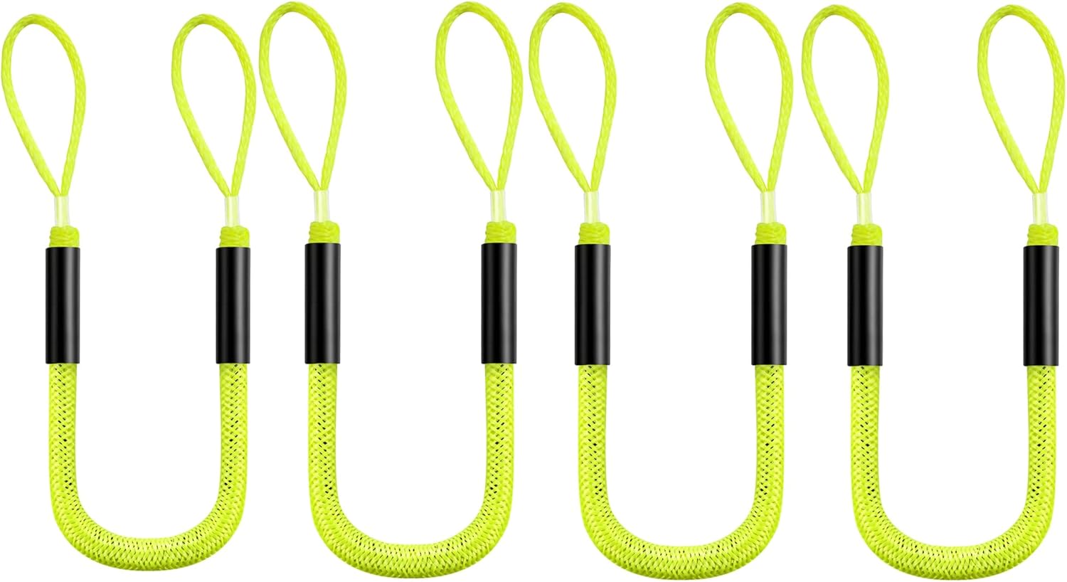 Bungee Dock Lines - Boat Accessories - 4 Feet Shock Cords Docking Rope Mooring Rope for PWC,Pontoon,Kayak,Canoe,Power Boat,Watercraft (Black/Blue/White 4FT 2 Pack)