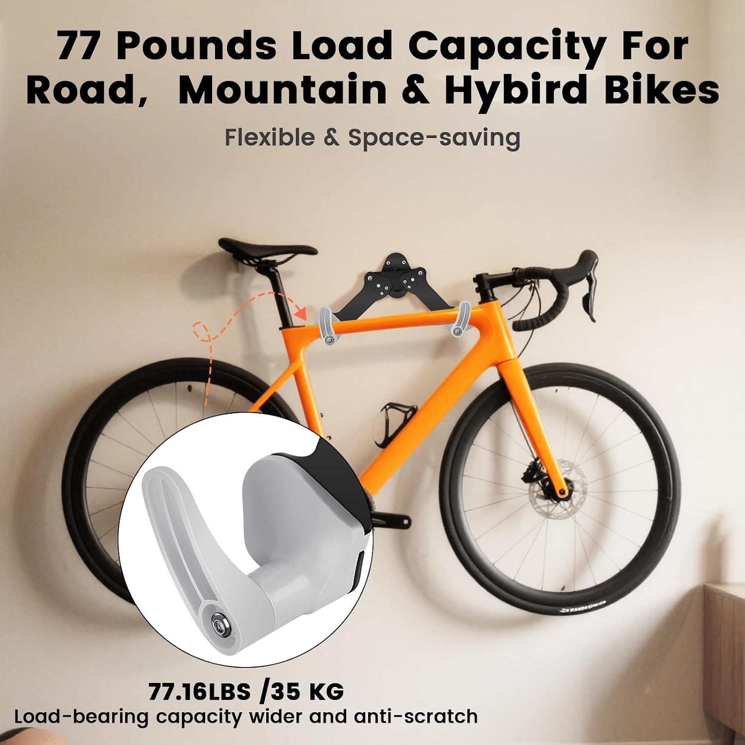 WILDKEN Bike Wall Mount, Indoor Bike Rack for Garage with Adjustable Bike Rack Garage Bike Hanger for Bike Storage - Bike Hook Bicycle Storage for Road, Mountain or Hybrid Bikes