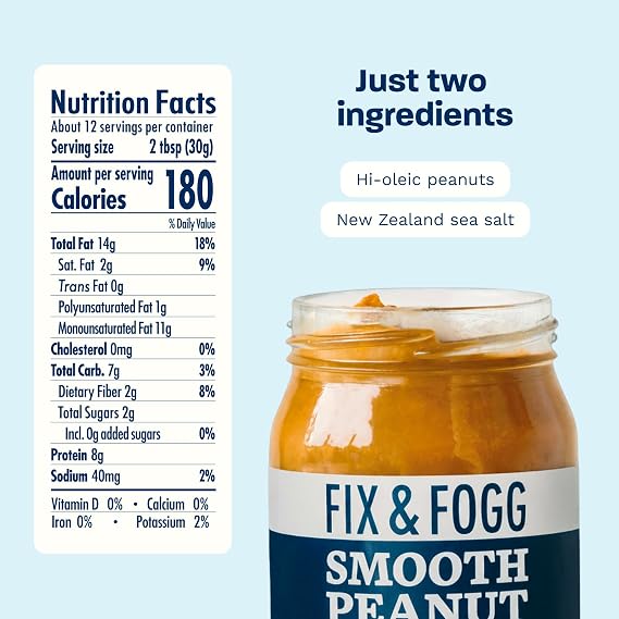 Fix & Fogg Smooth Peanut Butter Spread New Zealand Made 13.2 oz, 1 Pack