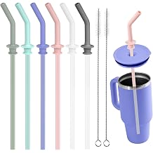 Jetstop Press in Straw compatible with HydroFlask Tumbler - Silicone Straw Tips & Replacement Straws for Hydro Flask 20-40oz 6 pcs, Multi-color
