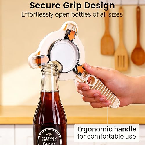 Miniatura 5 de 4 in 1 Multi-Purpose Jar Opener, 2026 Upgrade Adjustable Three Claw Bottle Opener with Non Slip Teeth, Multi Size Lid Tool for Jars Cans Wine