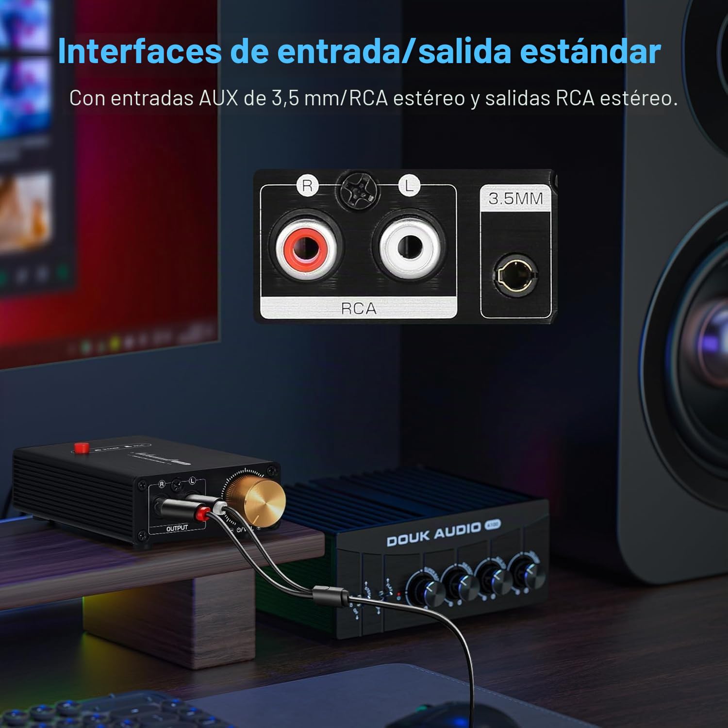 Nobsound Mini amplificador de nivel de línea estéreo de audio preamplificador de ganancia de 20 dB con control de volumen (L1MINI)