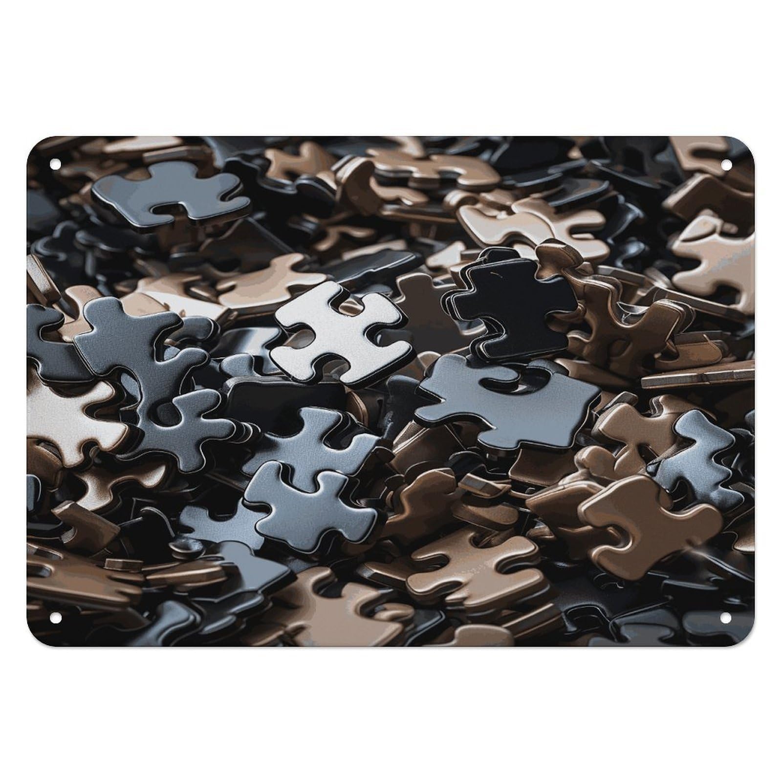 Fekiloot Style A Bunch Of Puzzle Pieces Wall Decor Iron Painting Metal Sign