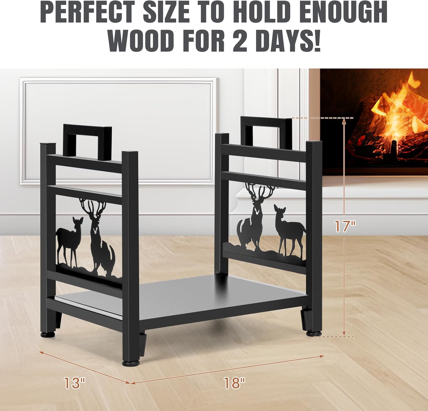 INNO STAGE Firewood Log Rack, Iron Wood Lumber Storage Holder for Fireplace, Heavy Duty Log Storage Bin for Firepit Stove Accessories Indoor - Perfect Construction - No Any Screw to Install