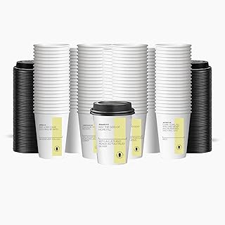 Personalized Scripture Coffee Cups 200-Pack – Yellow Stripe, 12oz Double-Walled Insulated Paper Cups with Bible Verses & Lids – Ideal for Church Cafés, Events & Ministries