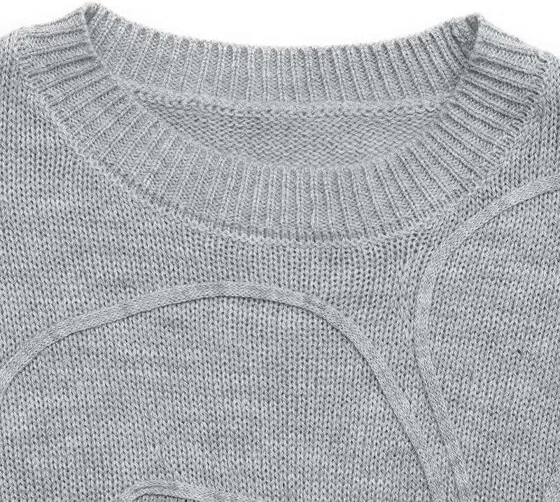 Women’s Knit Sweater Pullover Crewneck Long Sleeve Casual Loose Fit Jumper 3D Floral Ribbed Top - Image 5