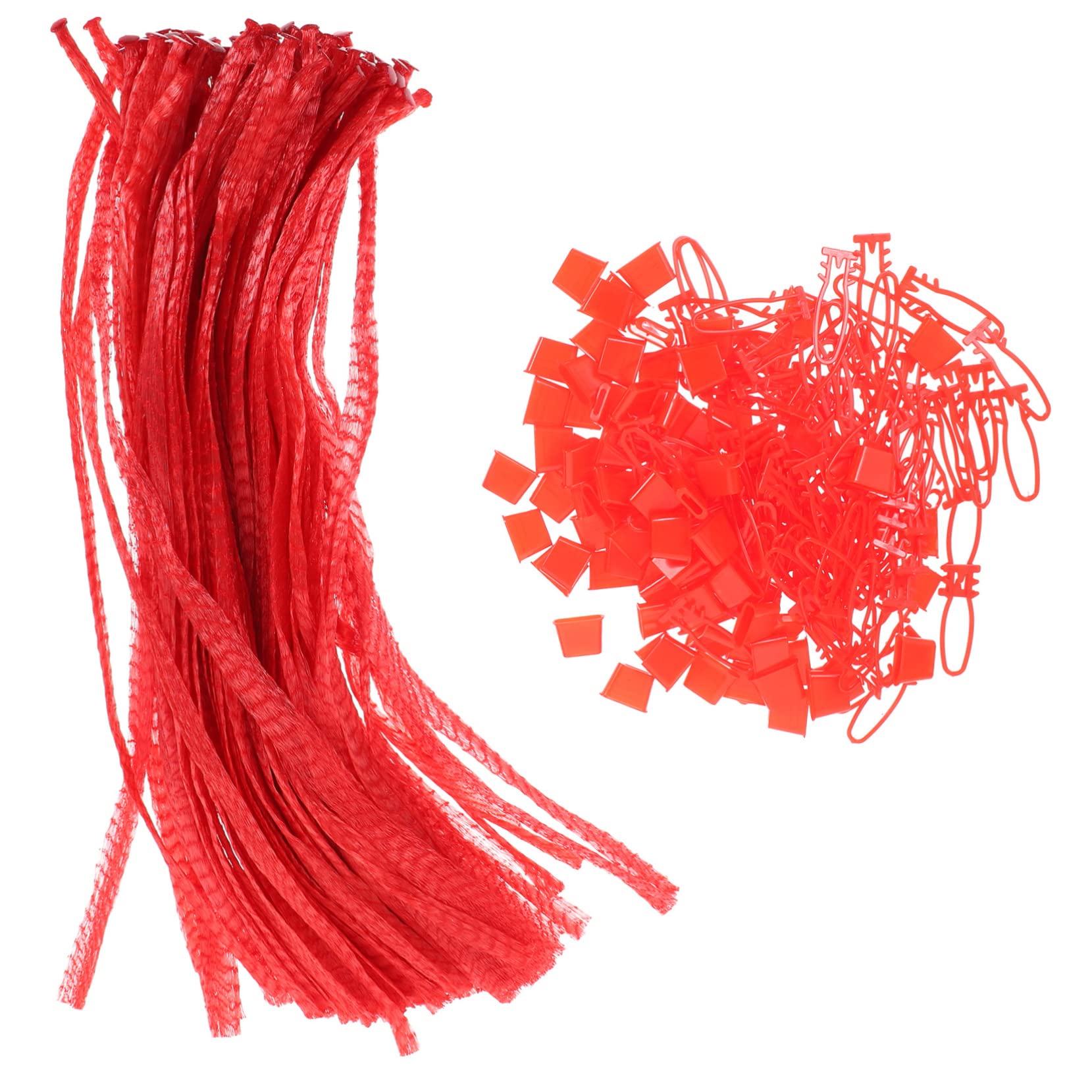 Bolsas de red vegetal rojas para organizar tus compras de mercado