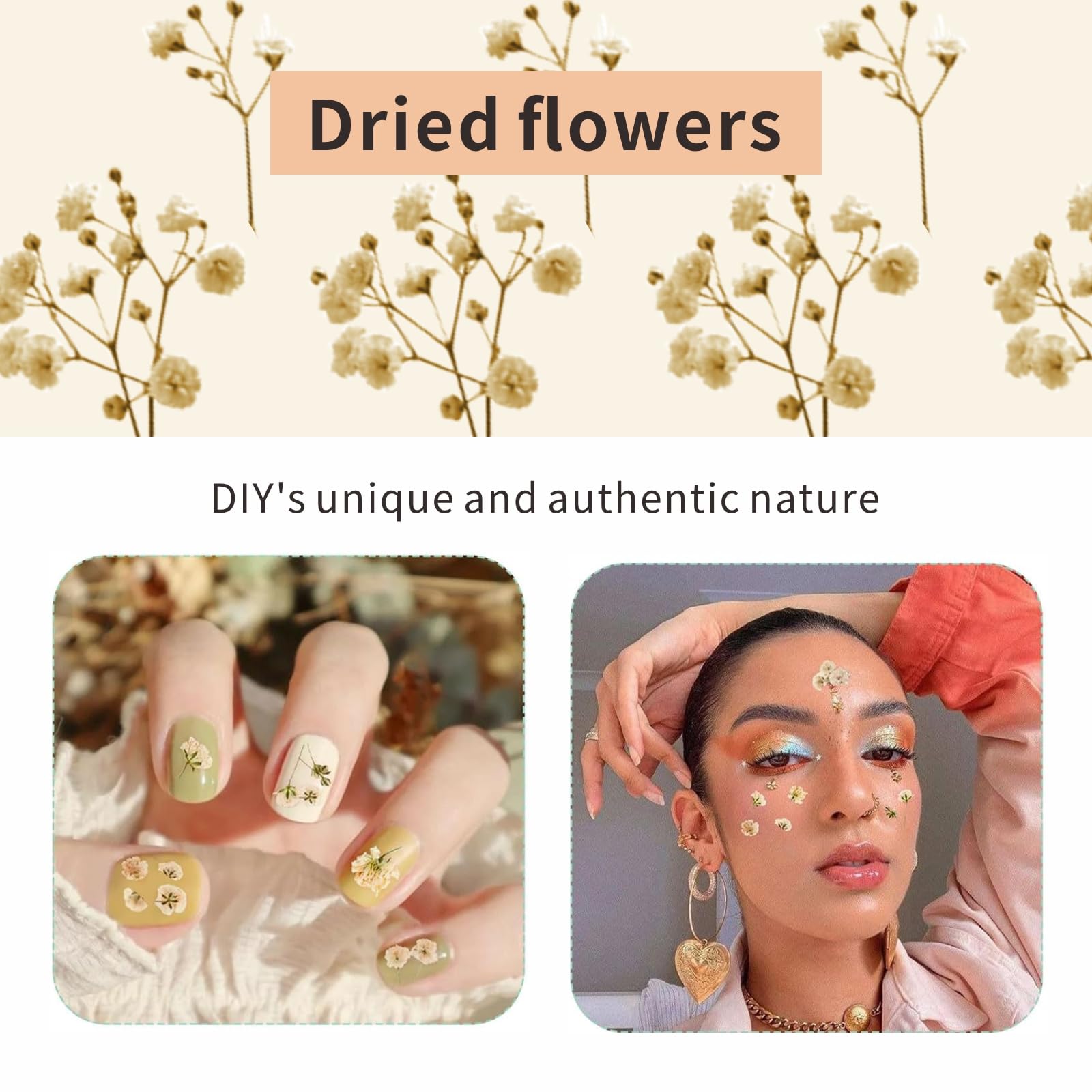 100PCS Dried Pressed Flowers, Natural Dried Gypsophila Mini Breath Flowers for Diy Crafts Candle Resin Jewelry, Nail Art - Image 3