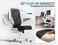 Vista 3 de Silla de oficina ergonómica, sillas de escritorio para computadora cómodas, silla de juegos de respaldo alto de malla con soporte lumbar ajustable