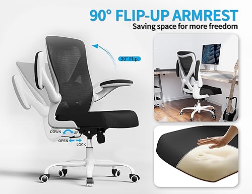 Miniatura 3 de Silla de oficina ergonómica silla de escritorio de malla con soporte lumbar ajustable de 330 libras de respaldo alto, sillas de oficina grandes y